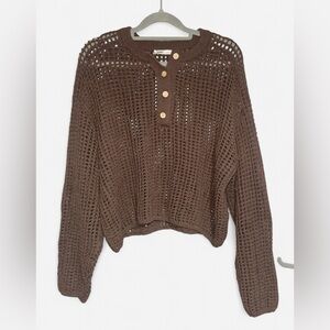 Pull&Bear Dark Brown Crochet Sweater